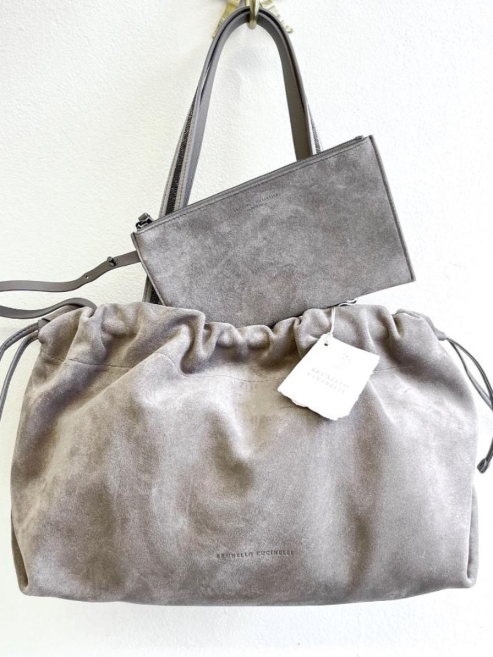 Brunello Cucinelli Grey Suede Bag